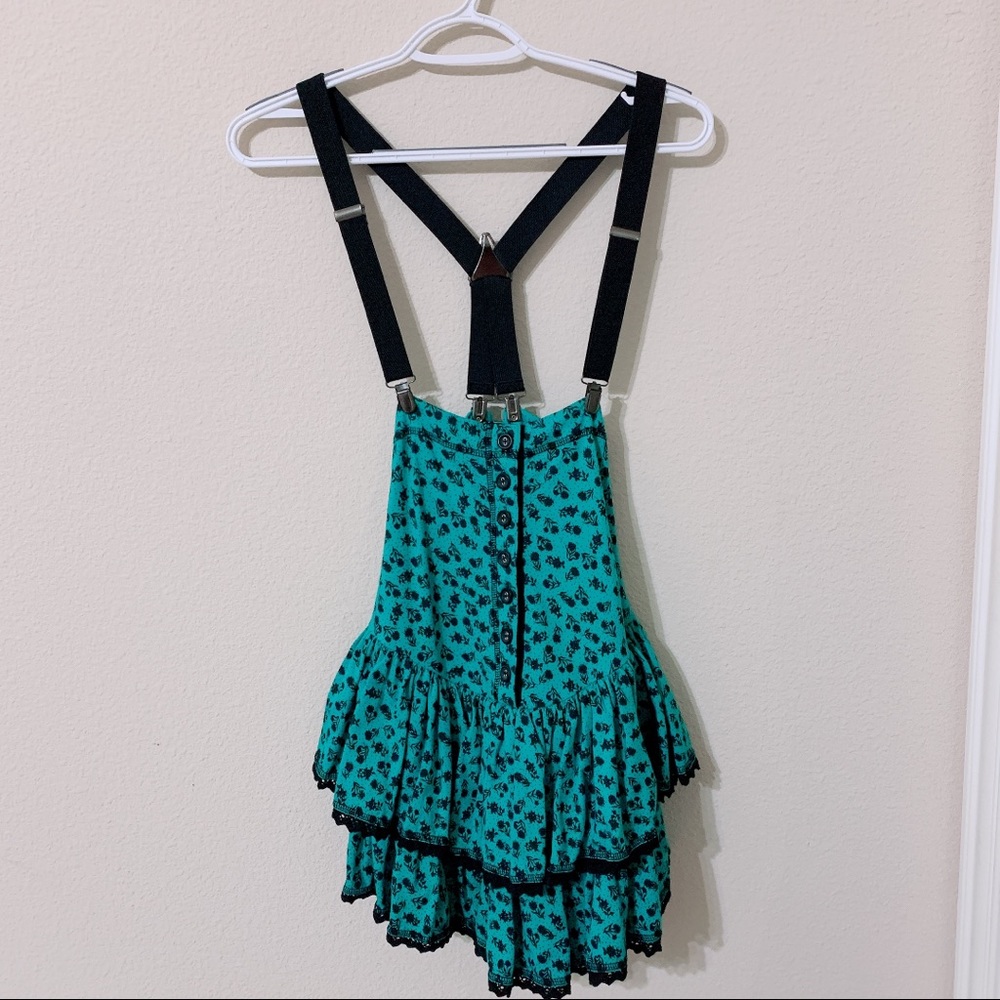 Betsey Johnson Floral Suspender Skirt Dress